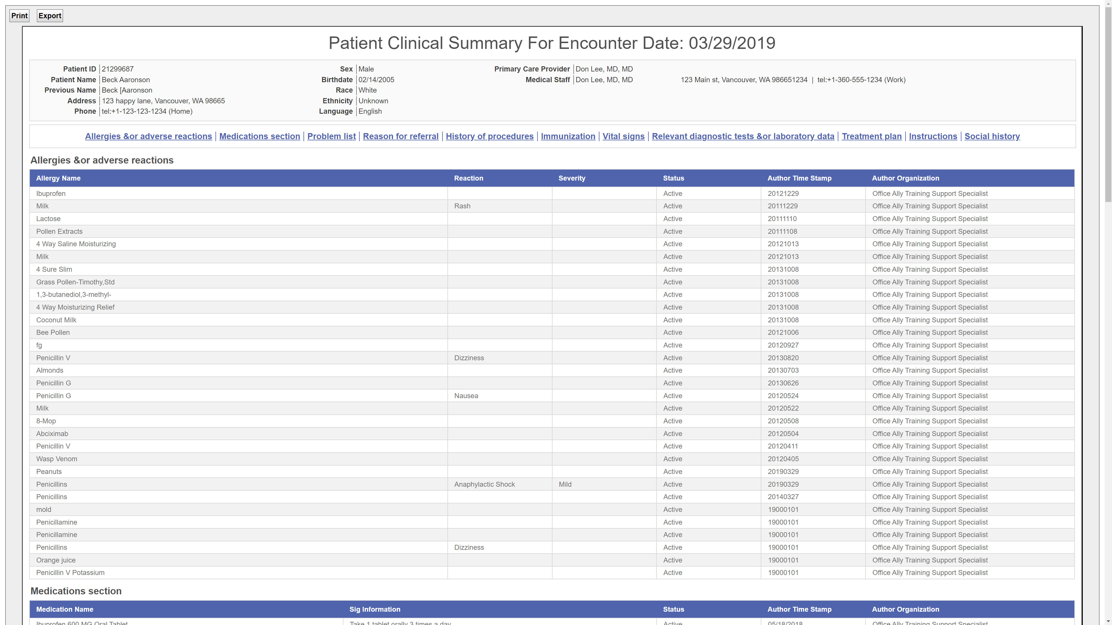 screenshot of EHR 24/7